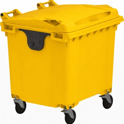 Plastik Gogic Plastový kontejner 1 100 l žlutý ploché víko