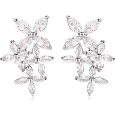 JAY Květinové náušnice se zirkony stříbrné zapínání JAY-0112-20241994 stříbrná