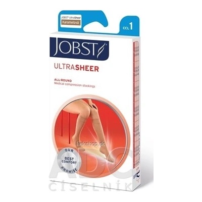 Jobst Ultra Sheer kompresívne lýtkové pančuchy kratšia dĺžka s otvorenou špičkou karamelové