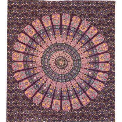 Sanu Babu Přehoz na postel, pestrobarevná mandala, 210x230cm (5L)