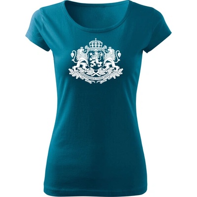 DRAGOWA дамска тениска с къс ръкав Герб на България, petrol blue (37405)