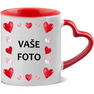 FOTOpošta HRNČEK S FOTKOU FAREBNÝ uško srdce RÁMIK SRDCE 5 Čierny 350 ml