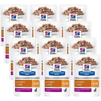 HILL'S PD Prescription Diet Feline k/d Kidney Care Hovězí 12 x 85 g