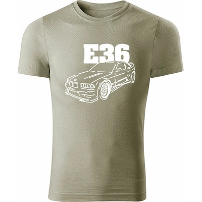 Tričko BMW e36 line pánske tričko svetlá khaki biele