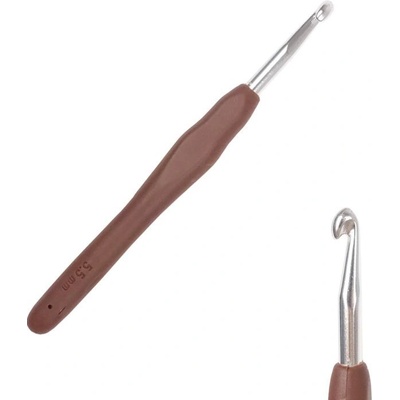 Háček s pogumovanou ručkou 5,5mm hnědý