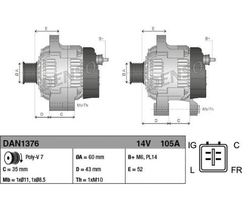 Alternátor DENSO DAN1376