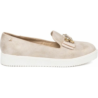 Praktické mokasíny dámské zlaté na platformě