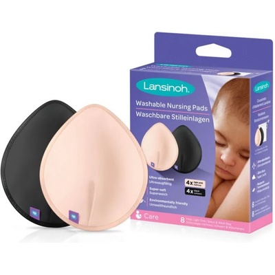 Lansinoh Breastfeeding Washable Nursing Pads текстилни подплънки за сутиен Light Pink + Black 2x4 бр