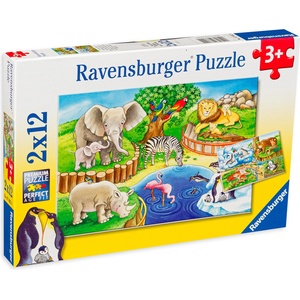 Ravensburger Пъзел Ravensburger от 2 x 12 части - Животни в зоопарка (7602) - baby