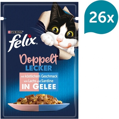 Felix Doppelt Lecker v želé sardinky a losos 26 x 85 g