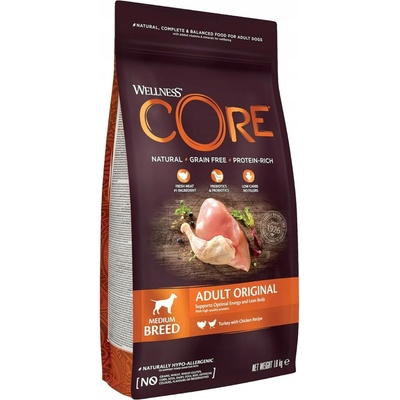 Wellness Core Adult Original pro dospělé psy středních plemen krůta 1,8 kg