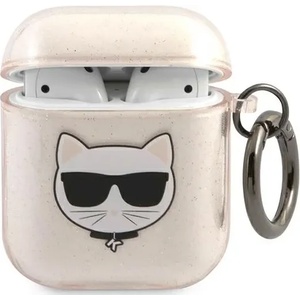 Karl Lagerfeld KLA2UCHGD калъф за AirPods, златист с брокат Choupette (KLA2UCHGD)