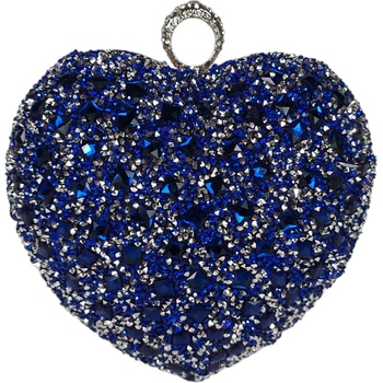 Синя блестяща чанта - сърце