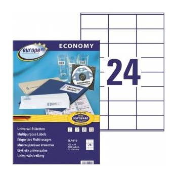 EUROPE100 Labels Europe100 A4 70x36mm white (100)
