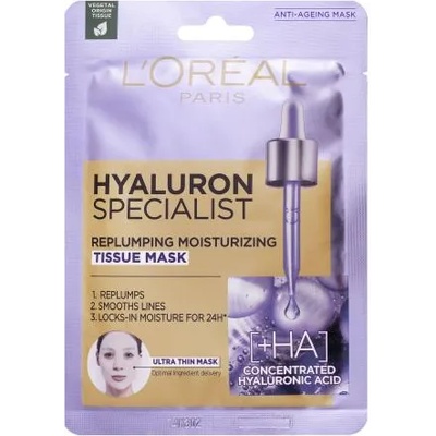 L'Oréal Hyaluron Specialist Replumping Moisturizing текстилна маска за лице против бръчки за жени