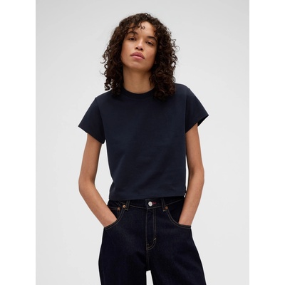GAP Crop tričko Gap × Victoria Beckham s logom tmavomodrá