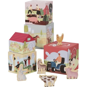 eliNeli Stacking Tower Farm кубчета за деца 12m+