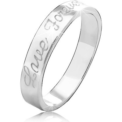 Šperky eshop prsten ze stříbra 925 s vyrytým nápisem Love Forever M13.15
