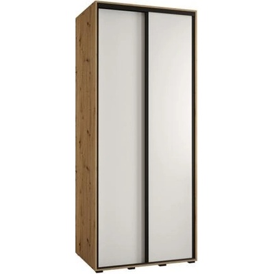 DobreSny Davos s posuvnými dveřmi 120 cm bílá / dub artisan / černé pojezdy