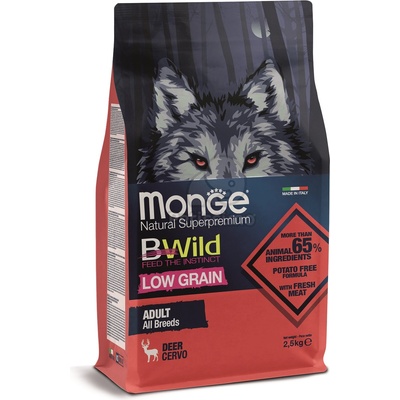 Monge BWild Low Grain All Breeds Adult суха храна за кучета - еленско 2, 5 кг