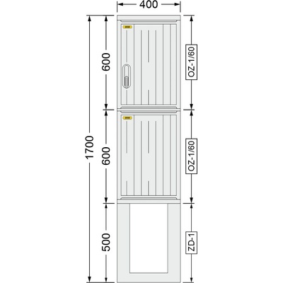 SFOS 400x1700x245mm OZ-1/60 + OZ-1/60 + ZD-1