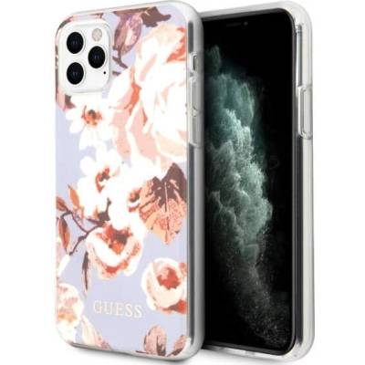 GUESS Flower Collection Case 02 - дизайнерски кейс с висока защита за iPhone 11 Pro Max (бял)