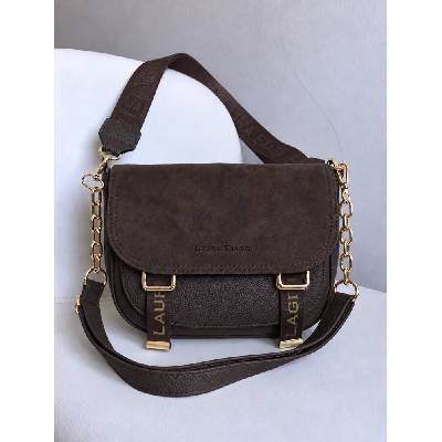 Tmavohnedá crossbody kabelka s dvoma ramienkami Laura Biaggi