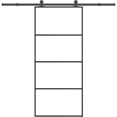 vidaXL Плъзгаща се врата с обков 90x205 см ESG стъкло и алуминий (3332871)