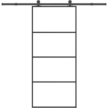 vidaXL Плъзгаща се врата с обков 90x205 см ESG стъкло и алуминий (3332871)