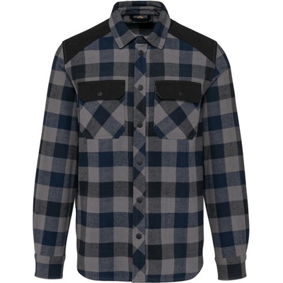 Kariban kostkovaná košile dlouhý rukáv WK520 šedá/navy/černá