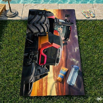 Carbotex plážová super traktor šedá 70 x 140 cm