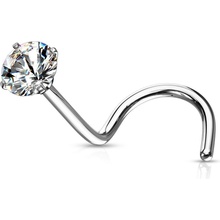 Šperky4U Zahnutý piercing do nosu čirý zirkon N0136C-030