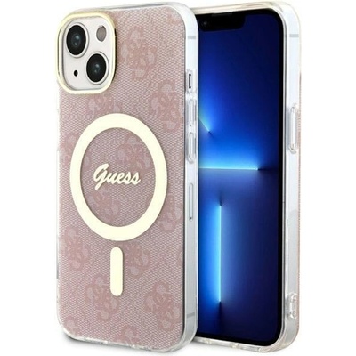 GUESS Кейс Guess GUHMP14SH4STP за iPhone 14 6.1"", розов / розов, твърд, 4G MagSafe (GUE002764-0)
