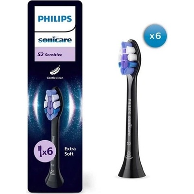 Philips 6pcs toothbrush head Sonicare S2 Sensitive 4pcs black (HX6056/88)