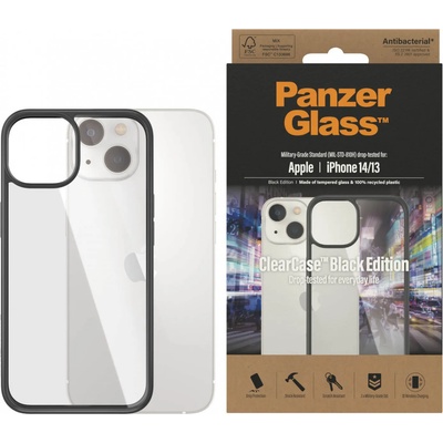 Panzer Гръб ClearCase PanzerGlass за Apple Iphone 14 , Antibacterial - Черна рамка