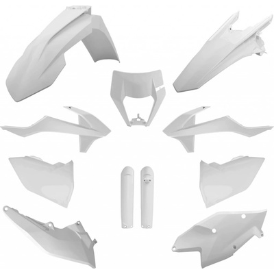 POLISPORT kompletní sada plastů (FULL KIT) KTM EXC/EXC-F TPI 17-19 v sadě kryt světla (8666800001) a kryty tlumičů (8398600002) barva bílá