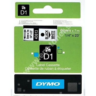páska DYMO 43613 D1 Black On White Tape (6mm)
