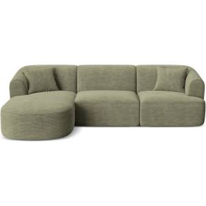 Cosmopolitan Design Зелен ъглов диван от рипсено кадифе (ляв ъгъл) Campi - Cosmopolitan Design (COS_LC_L_266_F1_CAMPI4)