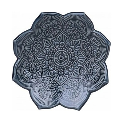 Keramický svietnik mandala - Lucie Babáková, priemer 14cm Farba: Búrková modrá