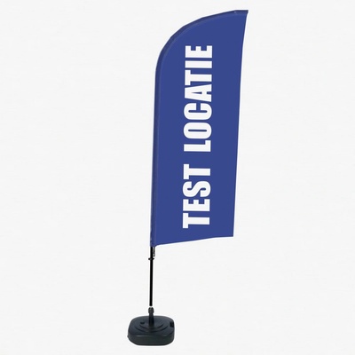 Jansen Display Kompletní sada reklamní vlajky Alu ve tvaru křídla s motivem testovací místo modrá holandština ECO, 1105 x 3300 mm
