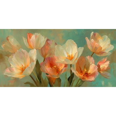 Tulipány na aqua pozadí 1 deska 100x50