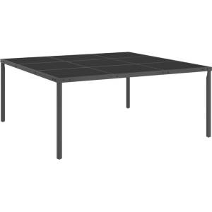  Градинска трапезна маса антрацит 170x170x72 cм стомана и стъкло