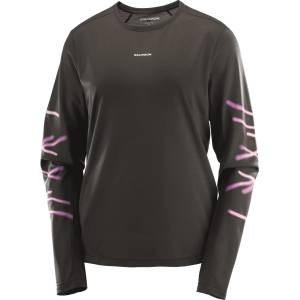 Salomon SHAKEout Core Graphic LS Running Tee Womens - Black