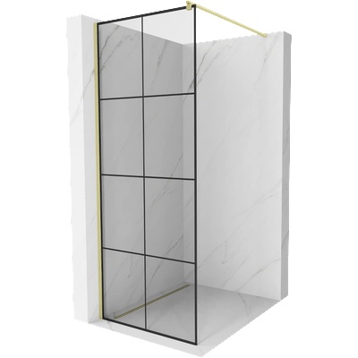 Mexen Kioto душ стена Walk-in 80 x 200 cm, черна решетка 8 mm, златна четкована - 800-080-101-55-77 (800-080-101-55-77)