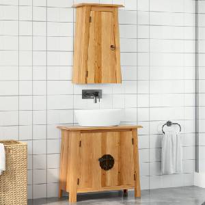 vidaXL Комплект мебели за баня, 2 части, масивна борова дървесина (3223459)