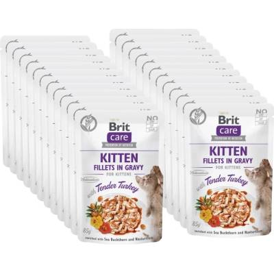 Brit CARE Котешки филе в сос с нежно пуешко месо, обогатено с морски зърнастец и капуцина 24x85г