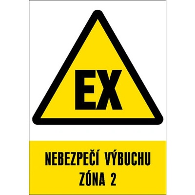 Značka Nebezpečí výbuchu – Zóna 2, samolepicí fólie, 148 × 210 mm BZ FD357