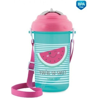 Canpol babies športová fľaša so slamkou a vrchnákom 400 ml So Cool ružová