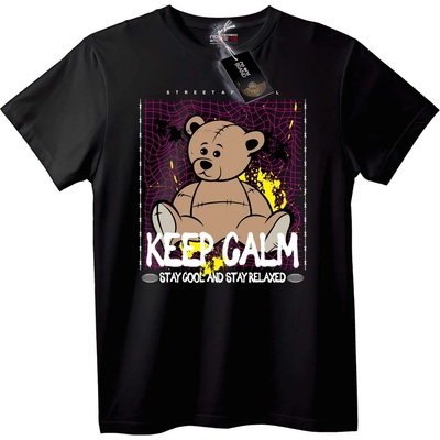 NOONEBRAND Тениска Запази Спокойствие Мече - 3XL, Black