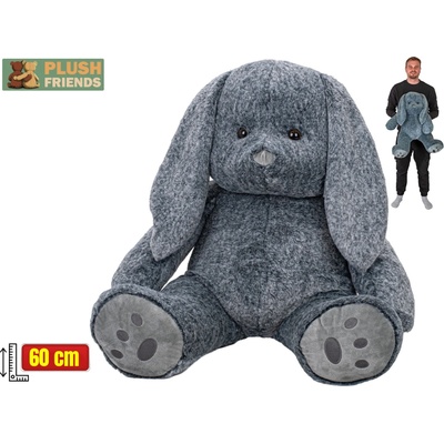 Mikro trading Plush Friends - Králik plyšový sediaci - 60 cm - sivá